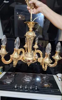 پنج عدد لوستر ۶ شاخه آبکاری طلایی