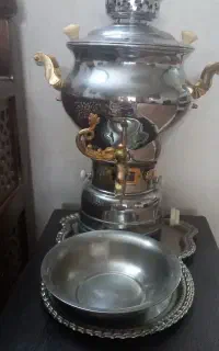 سماور با سینی و کاسه پا سماوری
