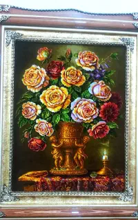 تابلو فرش گل زمرد کد 4