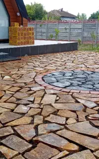 اجرای محوطه سازی  سنگ مالون واش بتن سیمان کاری
