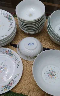 12عدد بشقاب،12عدد پیاله ماست خوری،5عدد ابگوشت خوری