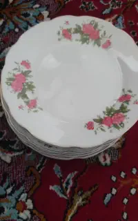 ۱۲ نفره چینی گل صورتی کامل کاملا سالم