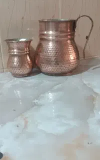 پارچ و دو لیوان مسی