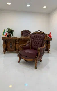 مبلمان اداری کلاسیک سلطنتی میز مدیریت نیم ست چوبی