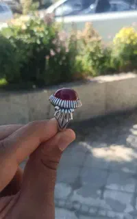 انگشتر یاقوت سرخ و عقیق یمنی جفت مهر کار دست