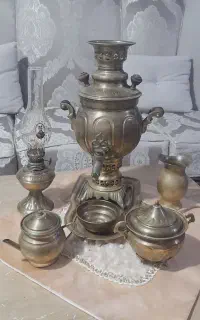 سرویس سماور برنجی زغالی۷پاچه
