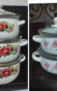 قابلمه لعابی سه تیکه گل قرمز ودوتیکه کوچک باهم3400