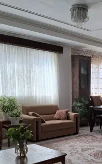 پرده دوخته شده به همراه گیره و میله پرده 4 پنجره