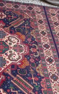 فرش ۶ متری،جفت قالیچه تبریز و پشتی دیواری دستبافت