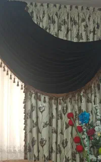 پرده مخمل آویزبه همراه پرده دوروطلاکوب وملزومات