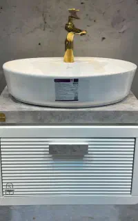 روشویی کابینتی ۶۰ در ۴۰ ضد آب بتن طوسی