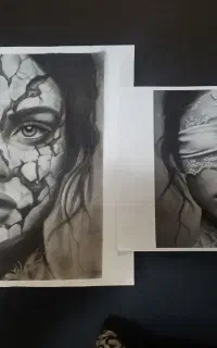 طراحی چهره سیاه قلم