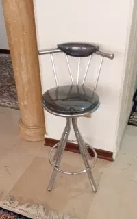 صندلی اپن فلزی پایه گلدانی چرمی گردان