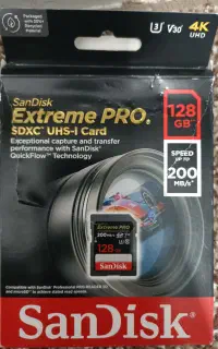 مموری 128 گیگ sd سندیسک 200 mb/s