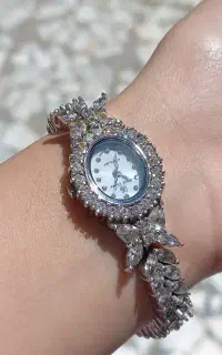 ساعت نقره فول نگین