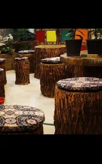 میز صندلی سیمانی طرح چوب،باربیکیو وبازسازی ساختمان