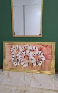 تابلو تکسچر نقاشی گل برجسته ورق طلا