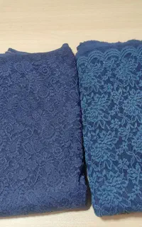دو قوار پارچه گیپور سورمه ای حاشیه دار جنس خوب