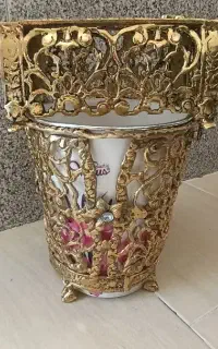 سطل آشغال و جا دستمال کاغذی برنز