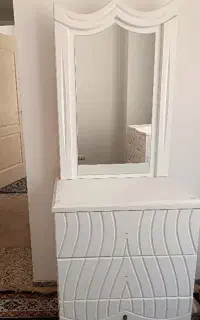 دراور سه کشو رنگ سفید همراه آینه