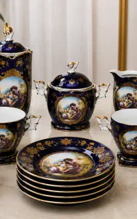 سرویس چای خوری طلاکوب طلای 24 عیار