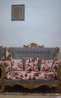 مبل هفت نفره همراه با جلو مبلی شیشه ای