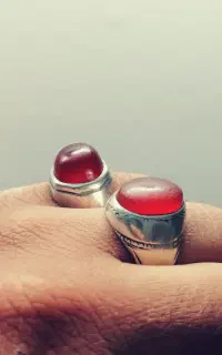دو عدد انگشتر عقیق یمن پرتقالی و عقیق سرخ