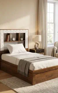 تخت خواب یک نفره کتابخانه دار کد ۳۴۵۰