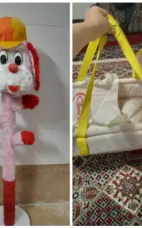 چوب لباسی و ساک حمل بچه