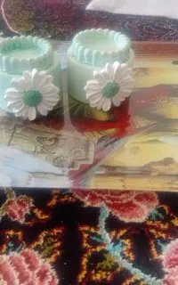 دوتا جا شمعی شیک و یک عدد سینی شیشه ای