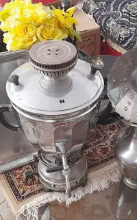 سماور سینی پارچ و قندان برنجی قدیمی عتیقه