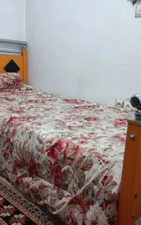 تخت خواب یکنفره چوبی و فلزی سرویس