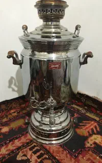 سه قلم جنش سماور گازی بزرگ نفتی کوچک وچراغ عطیقه