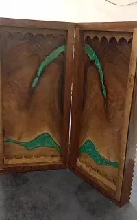نرده تخته گردو با رگه فیروزه