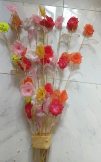 شاخه گل کریستال و گل لمسی