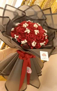 رز ربانی دسته گل روبانی باکس پول هدیه تولدکادولاله