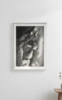 تابلو سیاه‌قلم طرح روباه