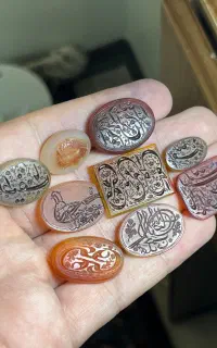 تعدادی عقیق کلکسیونی کهنه مال حکاکی چپ نویس