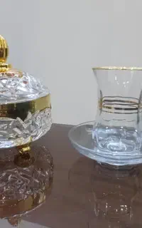 استکان چای خوری + قندان