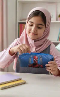 جامدادی برزنتی با طرح ابرقهرمانی سایز بزرگ دوزیپه