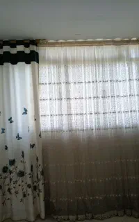 پرده تور دستک حریر آستر چوب پرده