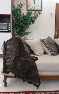 ۸عدد کوسن پتینه دو رو  سایز۴۵در ۴۵ و رومیزی گیپور