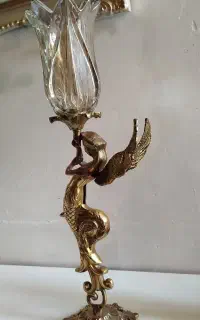 دو عدد شمع دانی فرشنه برنز