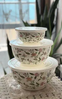 ست ۳ تیکه ظروف لعابی طرح دار