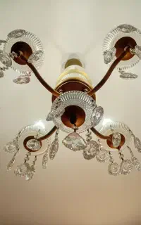 دو عدد لوستر چهار شاخه با اویز کریستال