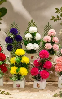گل مصنوعی داودی گلدانی
