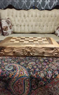 تخته نرد چوب گردو لبه منبت نو و استفاده نشده