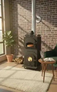بخاری هیزمی فردار ورق ۳ میل دو طبقه