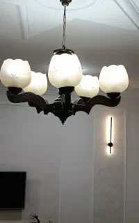 لوستر پنج شعله چوبی