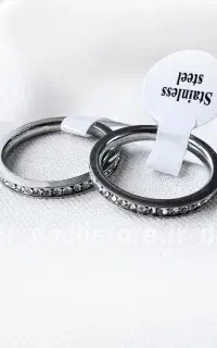 رینگ نگین دار طلایی و نقره ای استیل رنگ ثابت